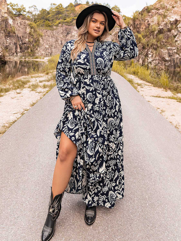 Plus Size Long Sleeve Maxi Dress-Teresa's Fashionista LLC