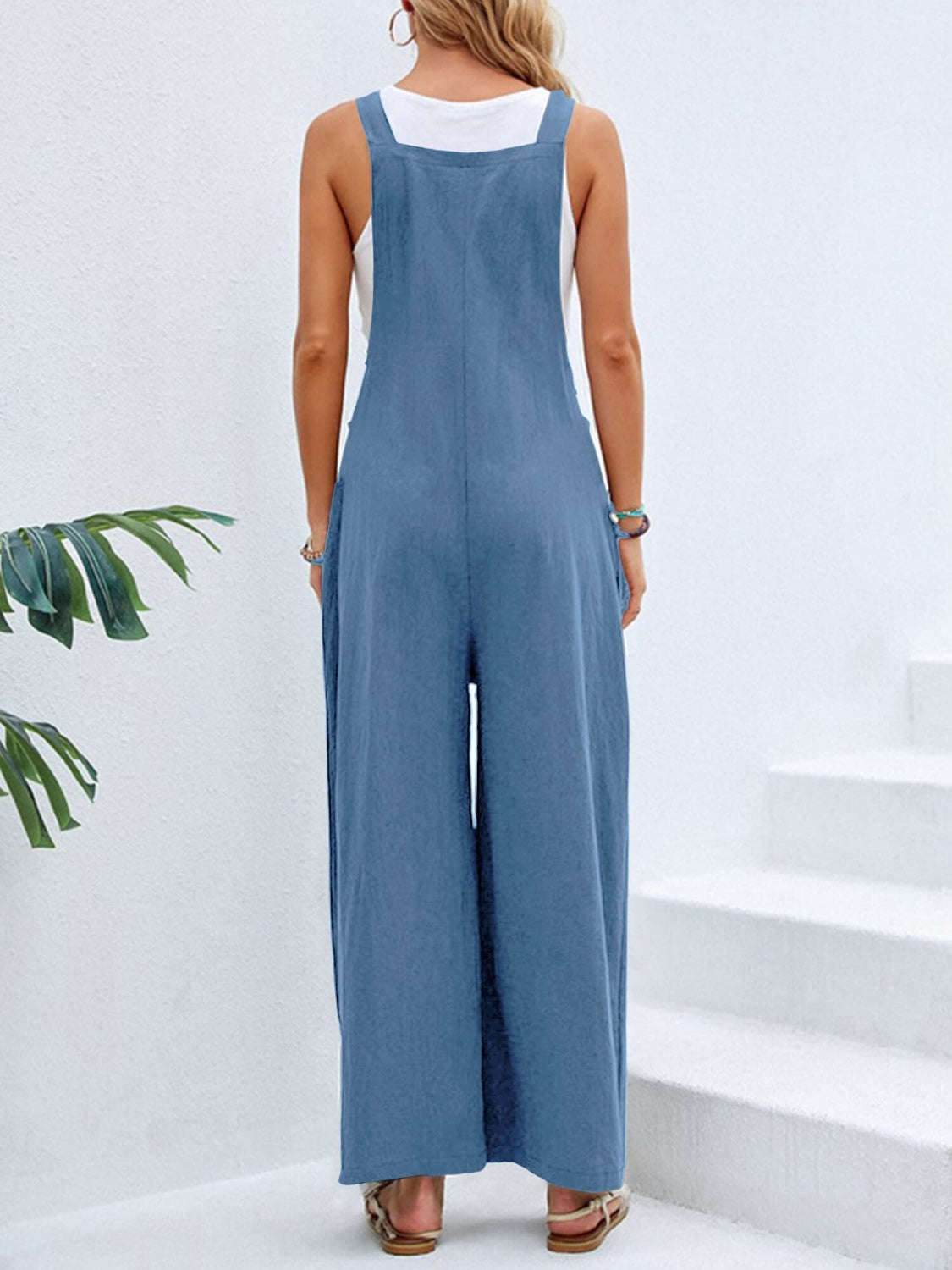 Full Size Square Neck Wide Strap Overalls - Teresa's Fashionista LLC