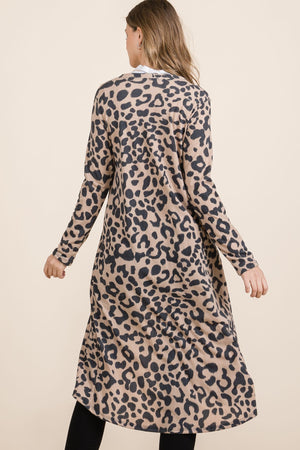 Celeste Full Size Leopard V-Neck Long Sleeve Cardigan - Teresa's Fashionista LLC