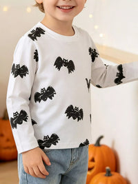 Children's Halloween Bat Print Long Sleeve T-Shirt