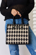 David Jones Argyle Pattern PU Leather Handbag-Teresa's Fashionista LLC