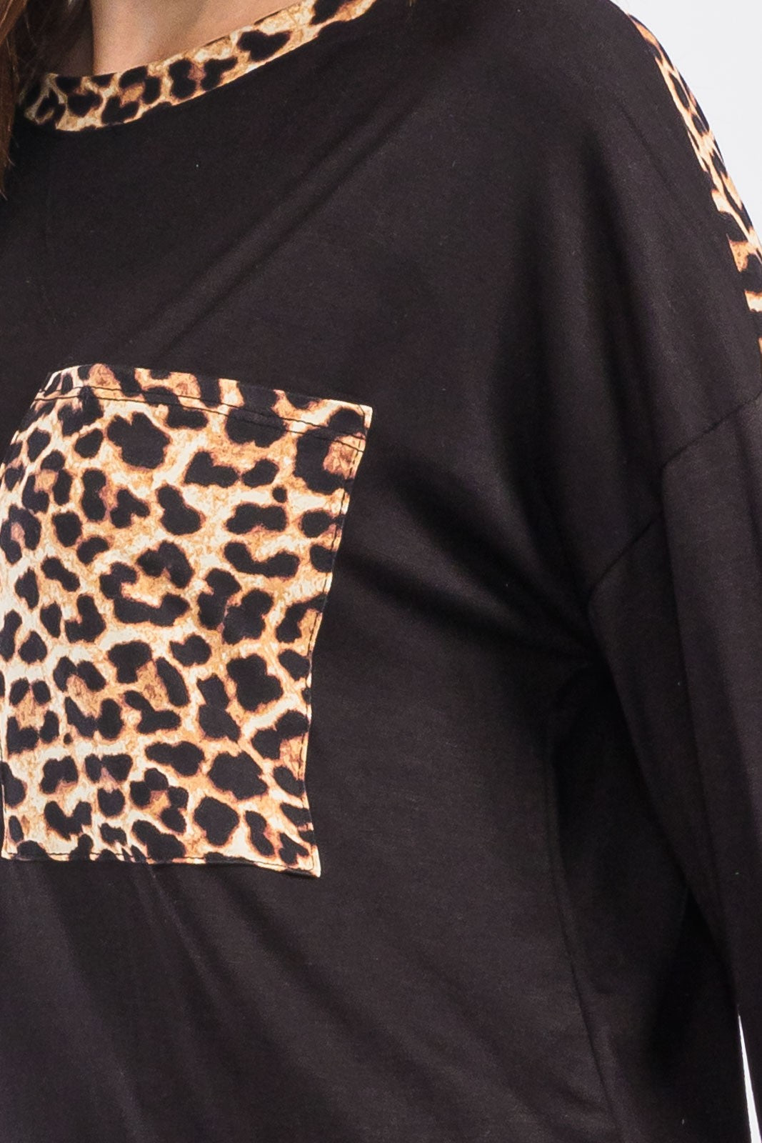 Celeste Full Size Leopard Round Neck Dropped Shoulder T-Shirt - Teresa's Fashionista LLC