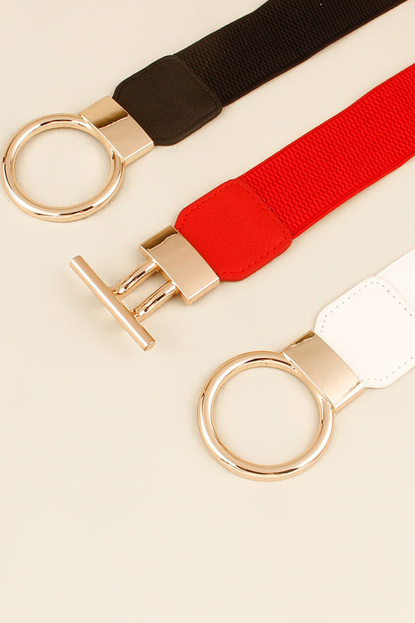 Circle Shape Buckle Zinc Alloy Buckle PU Leather Belt-Teresa's Fashionista LLC