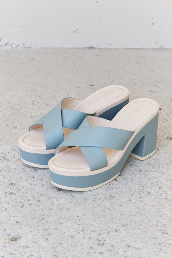Weeboo Cherish The Moments Contrast Platform Sandals in Misty Blue-Teresa's Fashionista LLC