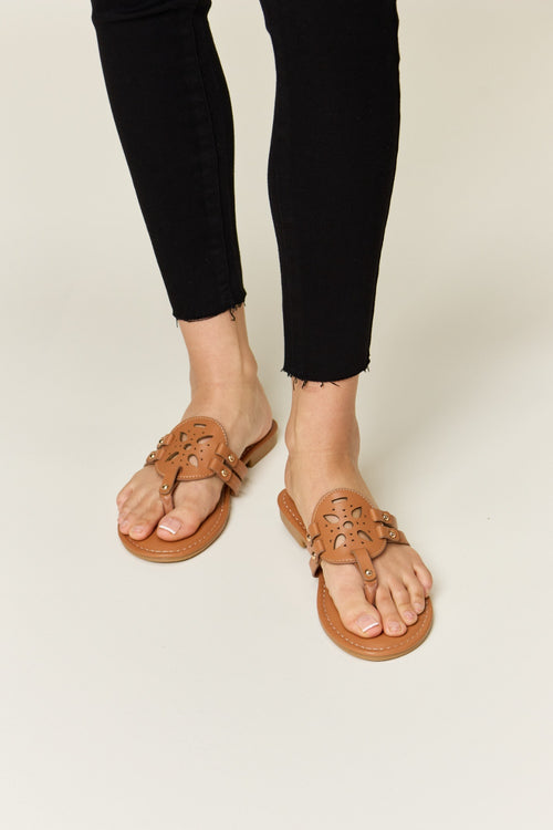 Forever Link Cutout PU Leather Open Toe Sandals-Teresa's Fashionista LLC