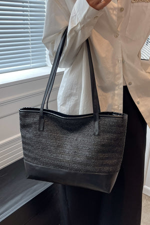 PU Leather Straps Large Tote Bag-Teresa's Fashionista LLC