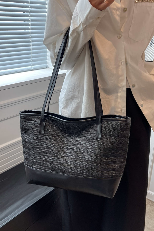 PU Leather Straps Large Tote Bag-Teresa's Fashionista LLC
