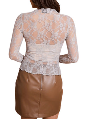 Lace Mock Neck Long Sleeve Top - Teresa's Fashionista LLC