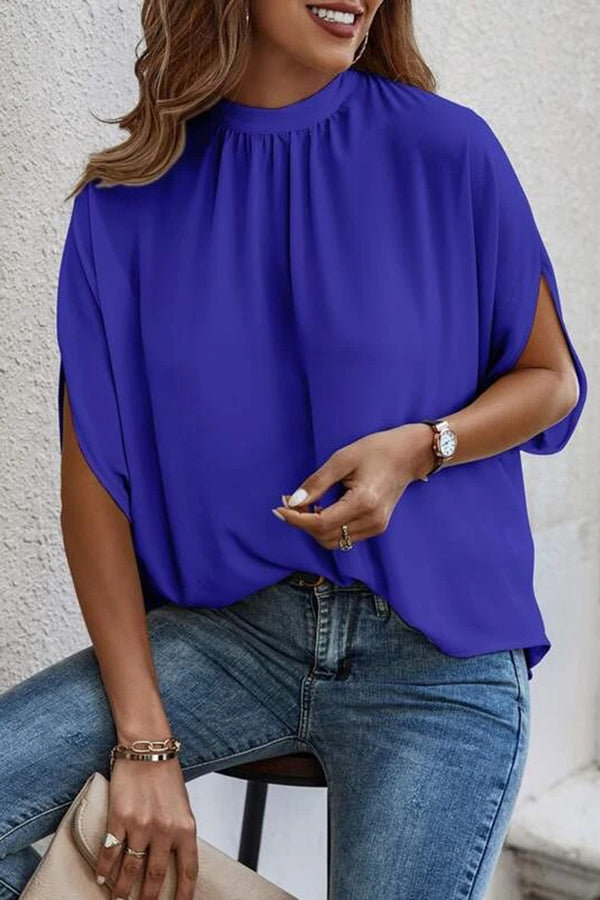 Tie Back Slit Half Sleeve Blouse-Teresa's Fashionista LLC