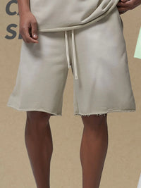 Men's Raw Edge Drawstring Casual Shorts