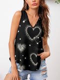 Heart Printed V-Neck Tank-Teresa's Fashionista LLC