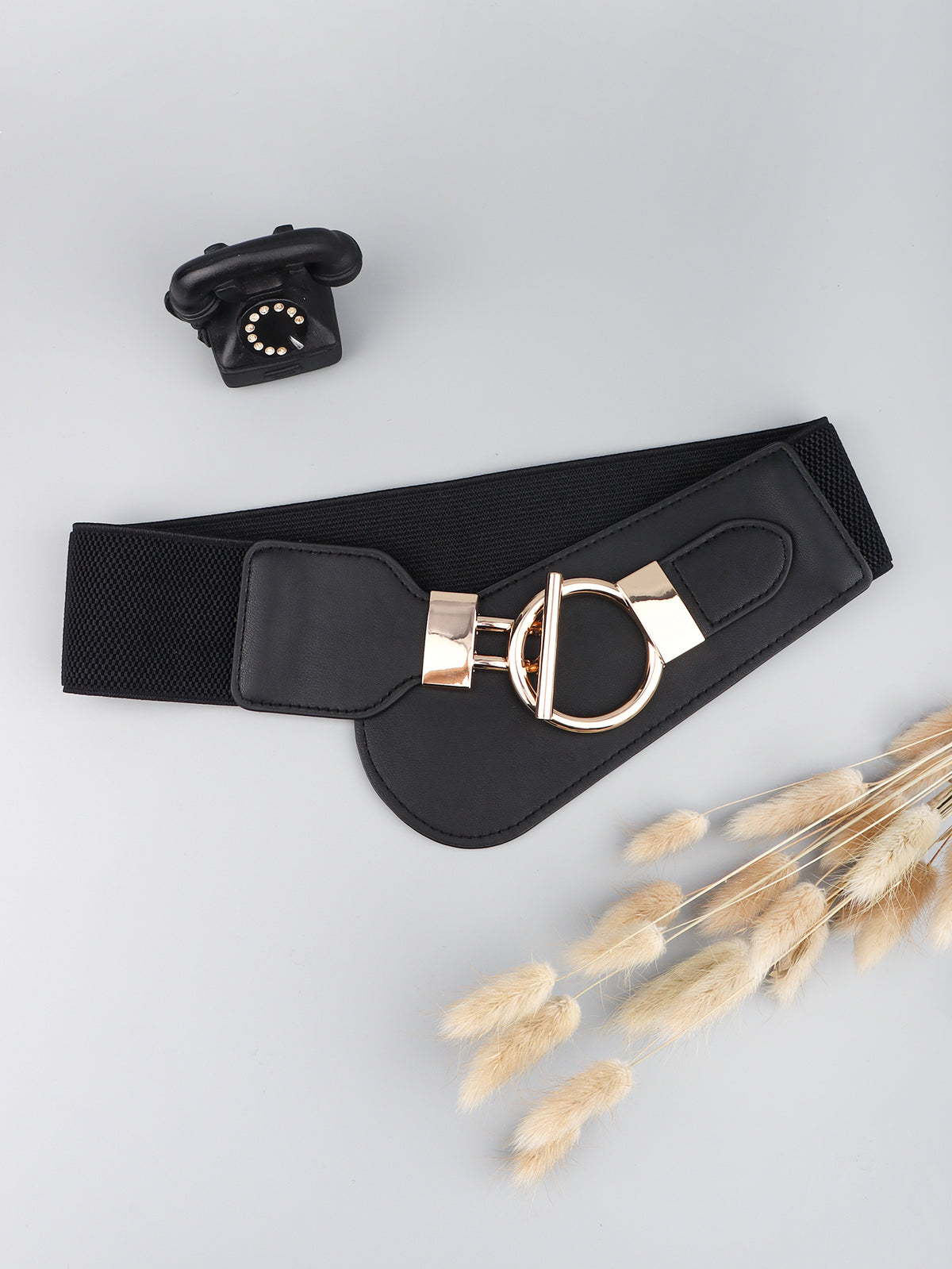 PU Elastic Wide Belt with Alloy Buckle-Teresa&#39;s Fashionista LLC