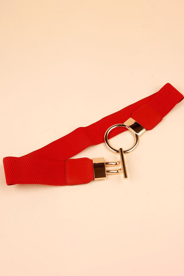 Circle Shape Buckle Zinc Alloy Buckle PU Leather Belt-Teresa's Fashionista LLC