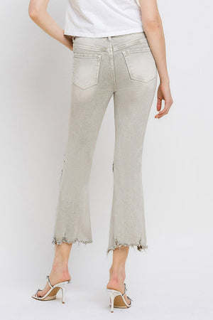 Lovervet Distressed Raw Hem Cropped Flare Jeans - Teresa's Fashionista LLC