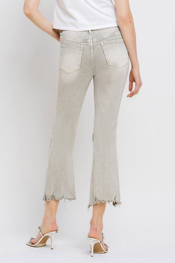 Lovervet Distressed Raw Hem Cropped Flare Jeans - Teresa's Fashionista LLC