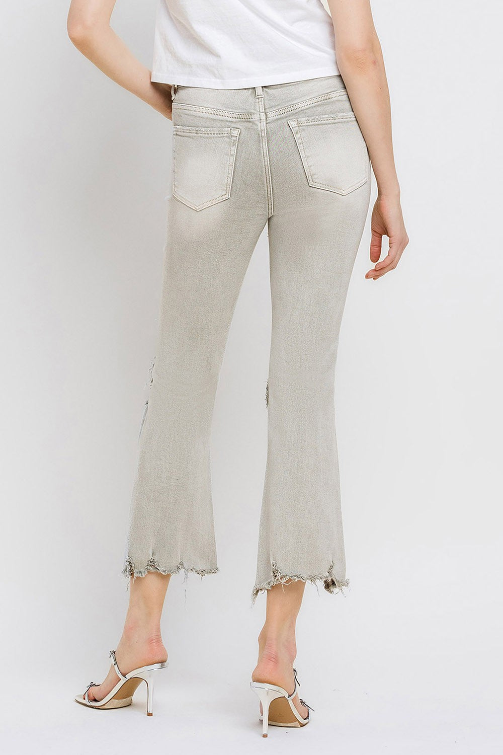 Lovervet Distressed Raw Hem Cropped Flare Jeans - Teresa's Fashionista LLC