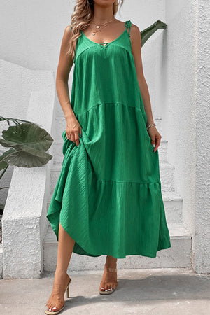 Tie-Shoulder Tiered Maxi Dress-Teresa's Fashionista LLC