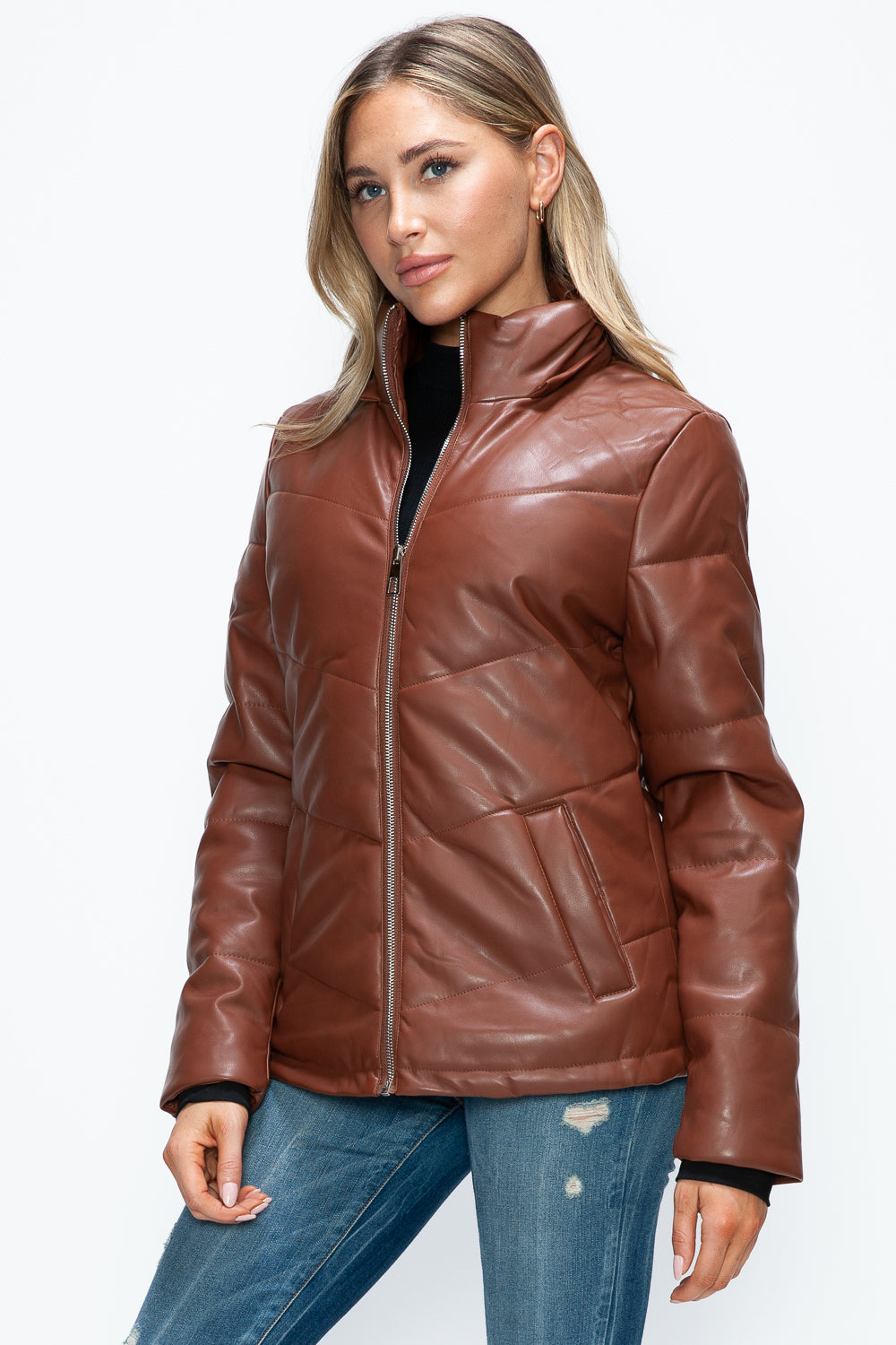 How Dare U Pocketed Zip Up Puffer Jacket with Removable Hood - Teresa's Fashionista LLC