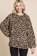 Culture Code Leopard Faux Fur Round Neck Top - Teresa's Fashionista LLC