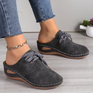 Lace-Up Round Toe Wedge Sandals-Teresa's Fashionista LLC