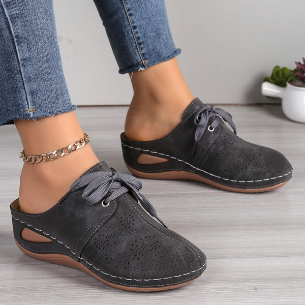 Lace-Up Round Toe Wedge Sandals-Teresa's Fashionista LLC