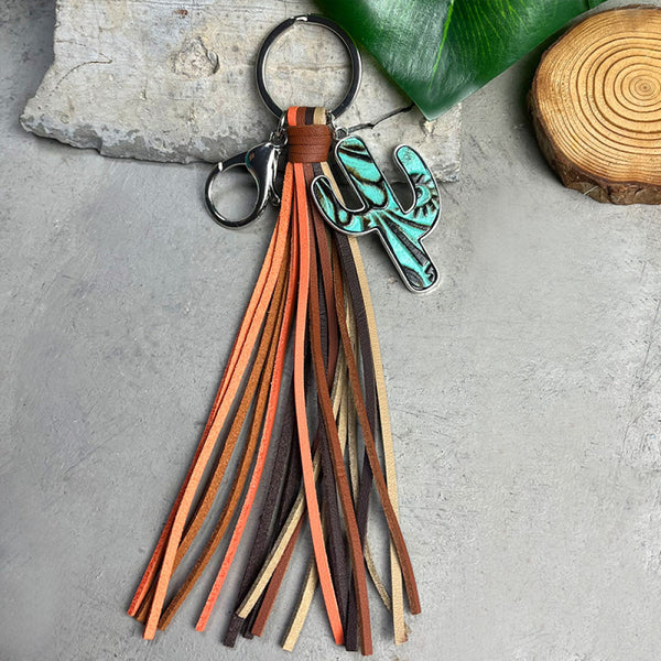 Cactus Keychain with Tassel-Teresa's Fashionista LLC