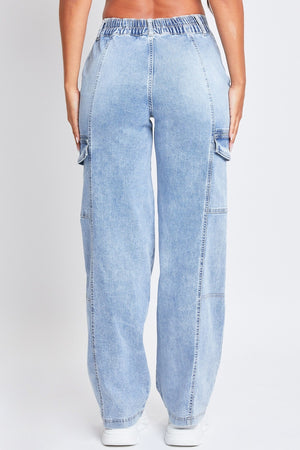YMI Jeanswear High-Rise Straight Cargo Jeans-Teresa's Fashionista LLC