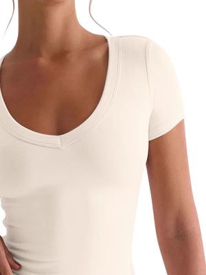 Lovelet Scoop Neck Short Sleeve T-Shirt - Teresa's Fashionista LLC