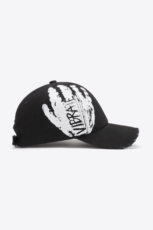 VIBRA Graphic Distressed Adjustable Baseball Cap-Teresa's Fashionista LLC