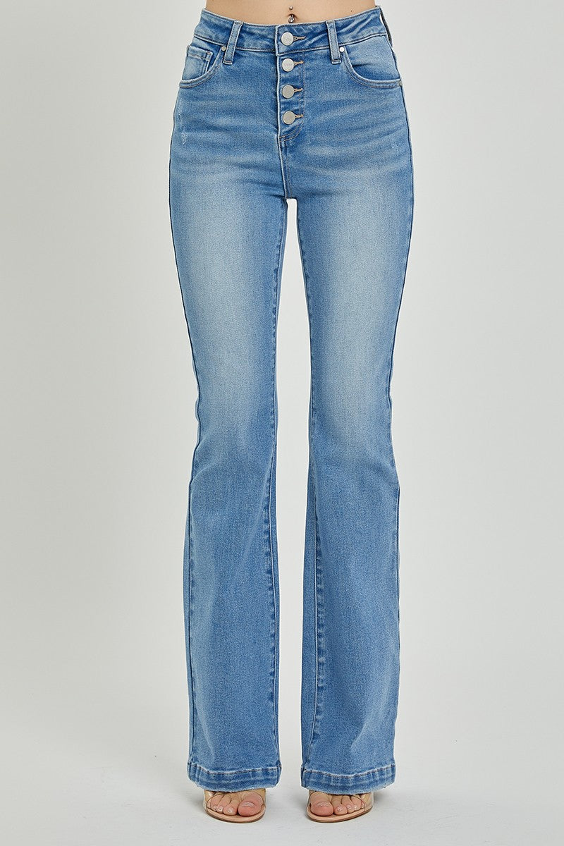 RISEN Full Size High Rise Button Fly Bootcut Jeans - Teresa's Fashionista LLC