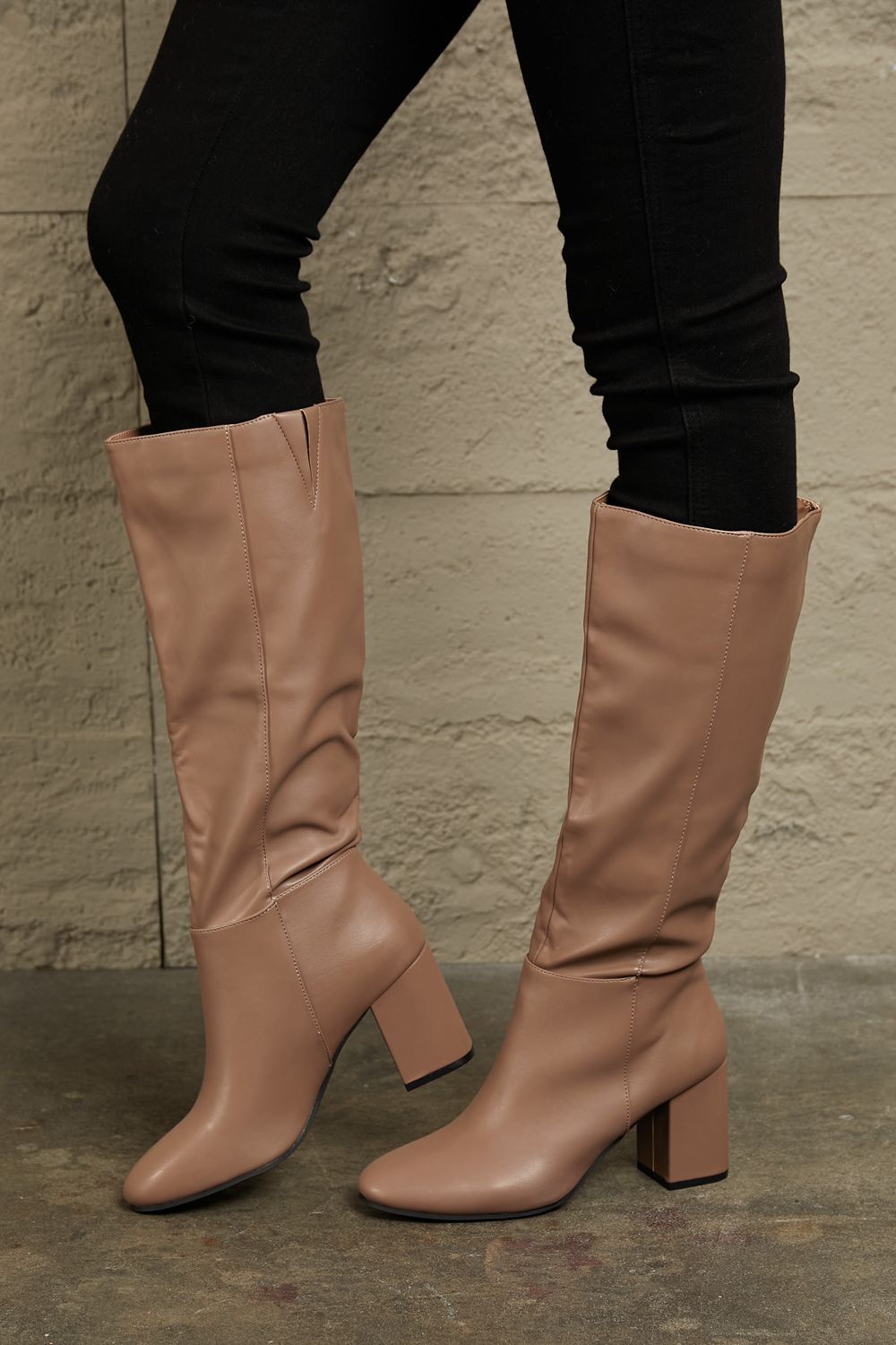 East Lion Corp Block Heel Knee High Boots-Teresa&#39;s Fashionista LLC