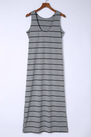 Striped Slit Sleeveless Maxi Dress-Teresa's Fashionista LLC