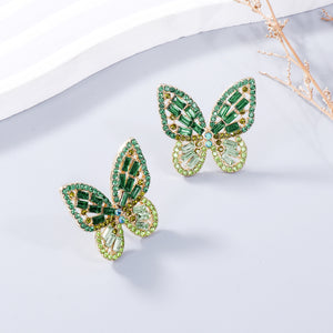 Alloy Inlaid Rhinestone Butterfly Earrings-Teresa's Fashionista LLC