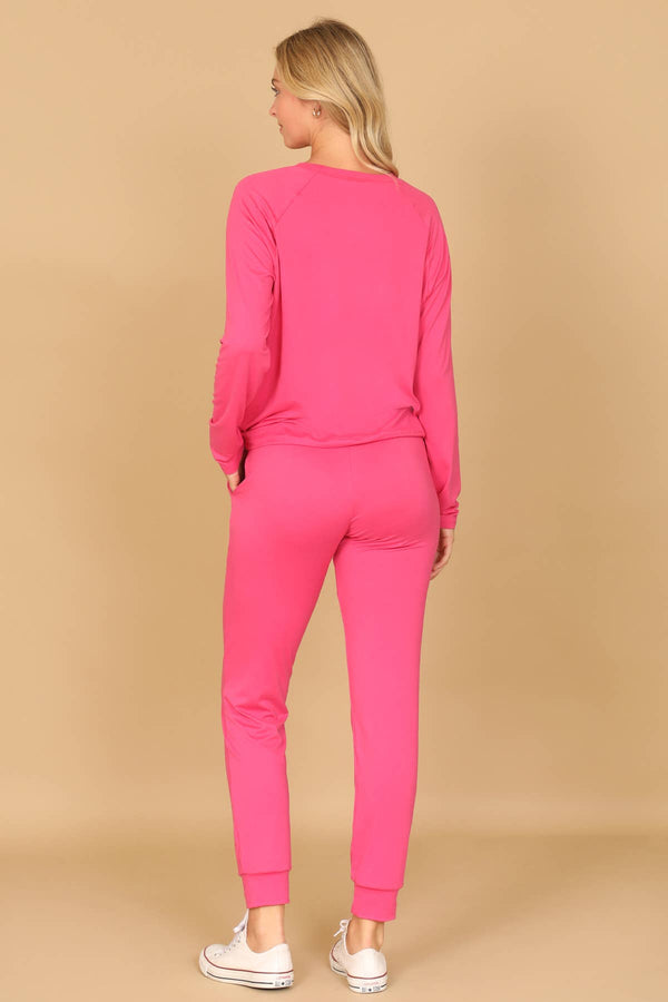 YMP40001V-SOLID LONG SLEEVE TOP AND JOGGERS SET