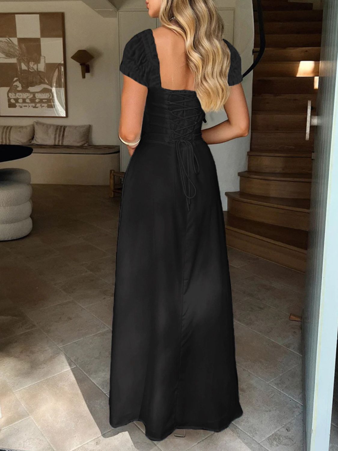 Devine Sweetheart Neck Short Sleeve Maxi Dress - Teresa's Fashionista LLC