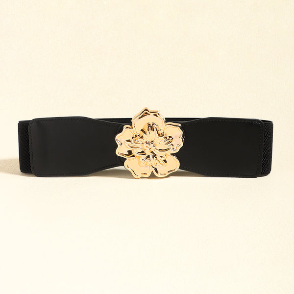 Flower Alloy Buckle Elastic Belt-Teresa's Fashionista LLC