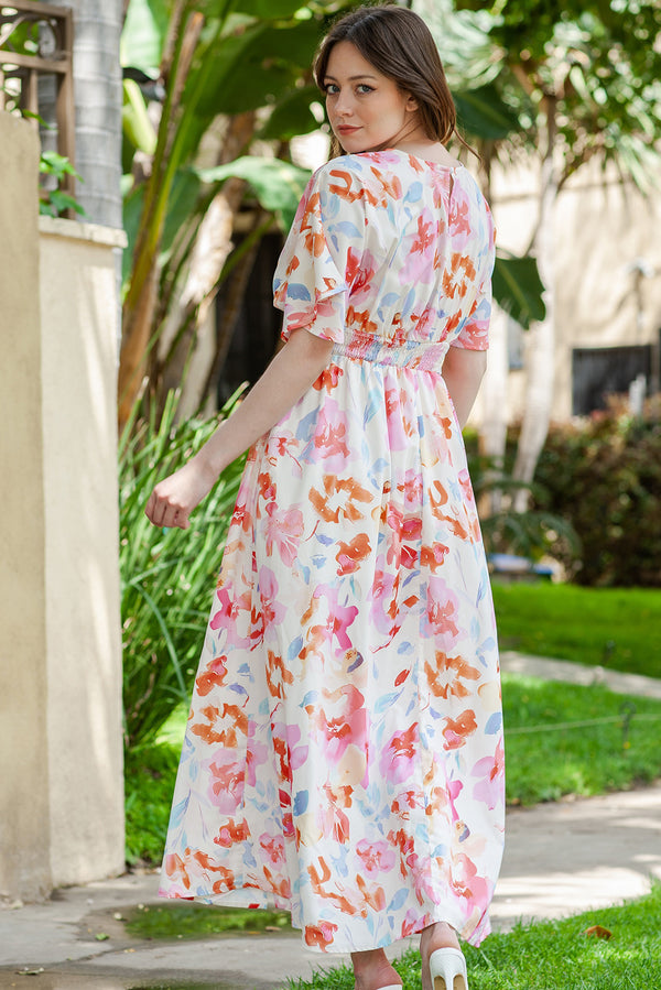 Floral Deep V Slit Maxi Dress-Teresa's Fashionista LLC