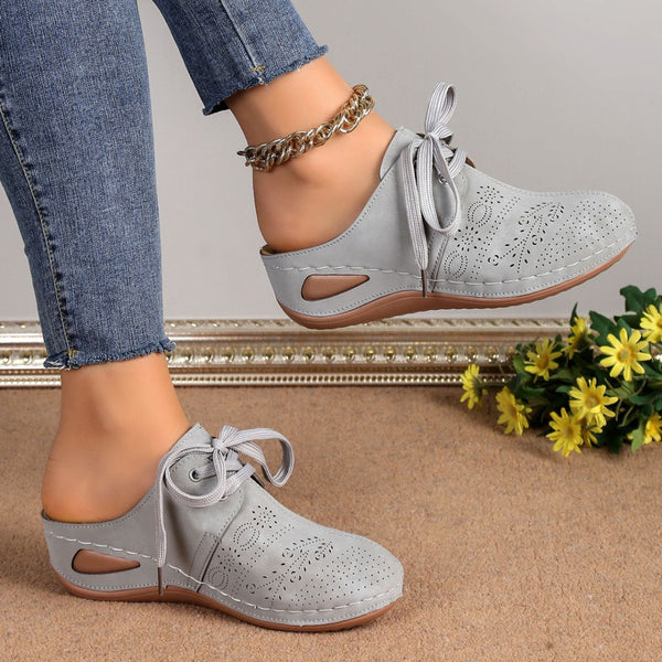 Lace-Up Round Toe Wedge Sandals-Teresa's Fashionista LLC