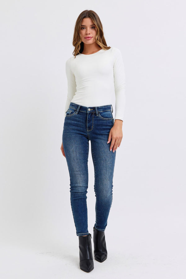 Judy Blue Full Size Mid-Rise Waist Skinny Jeans with Pockets - Teresa's Fashionista LLC