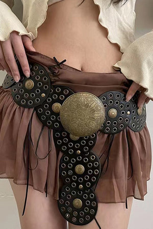 Zinc Alloy PU Disc Belt-Teresa's Fashionista LLC