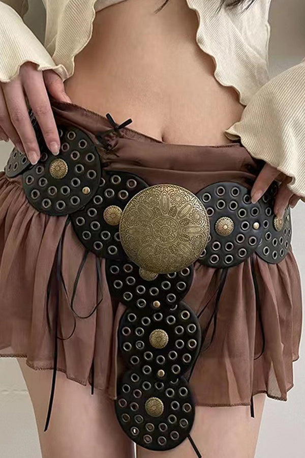 Zinc Alloy PU Disc Belt-Teresa's Fashionista LLC