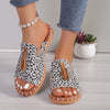 Fringe Leopard Open Toe Sandals-Teresa's Fashionista LLC