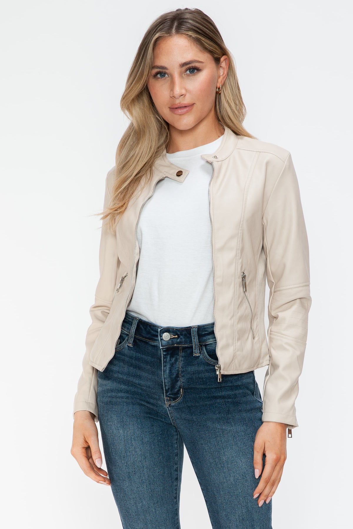 Snobbish PU Leather Zip Up Jacket with Pockets - Teresa's Fashionista LLC