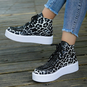 PU Leather Leopard Platform Sneakers-Teresa's Fashionista LLC