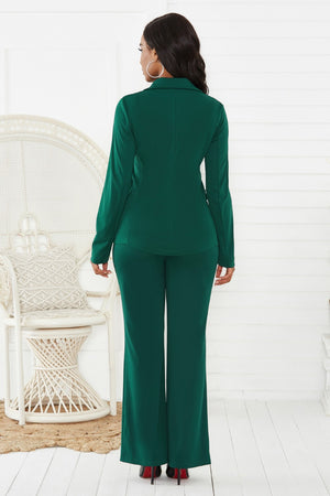 Lapel Collar Long Sleeve Blazer and Pants Set-Teresa's Fashionista LLC
