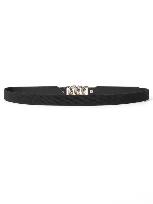 Zinc Alloy Buckle Elastic PU Belt-Teresa's Fashionista LLC
