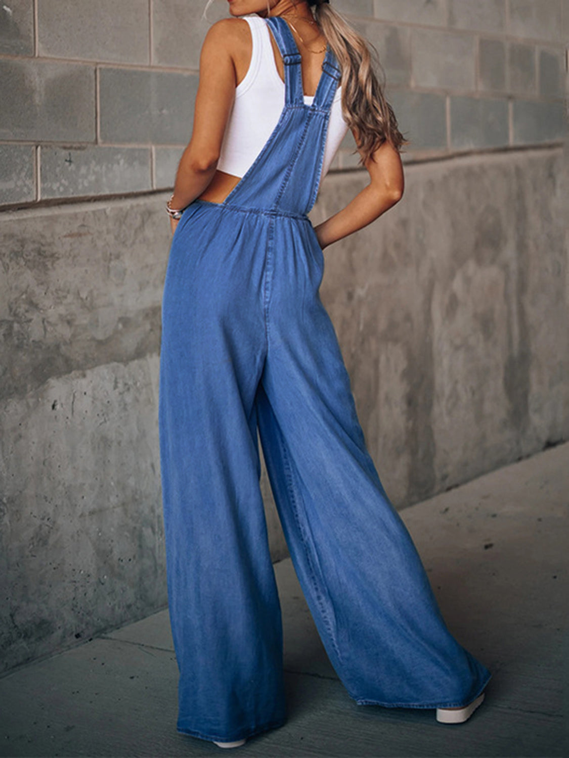 Wide Leg Denim Overalls - Teresa's Fashionista LLC