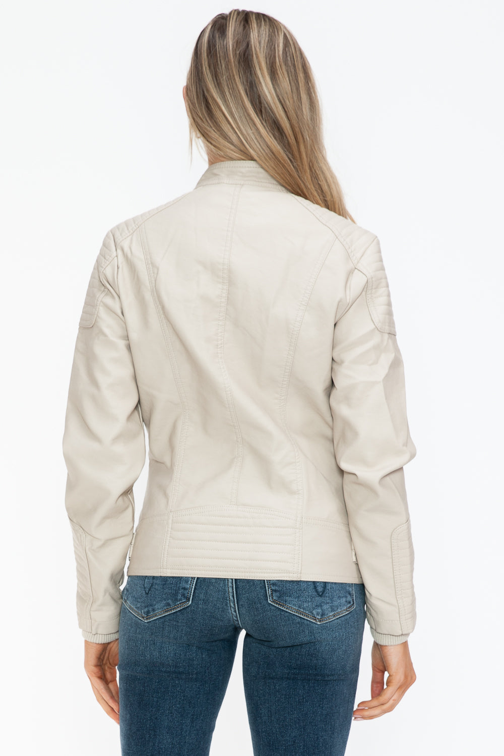 Snobbish Faux Leather Biker Jacket with Side Zip Pockets - Teresa's Fashionista LLC