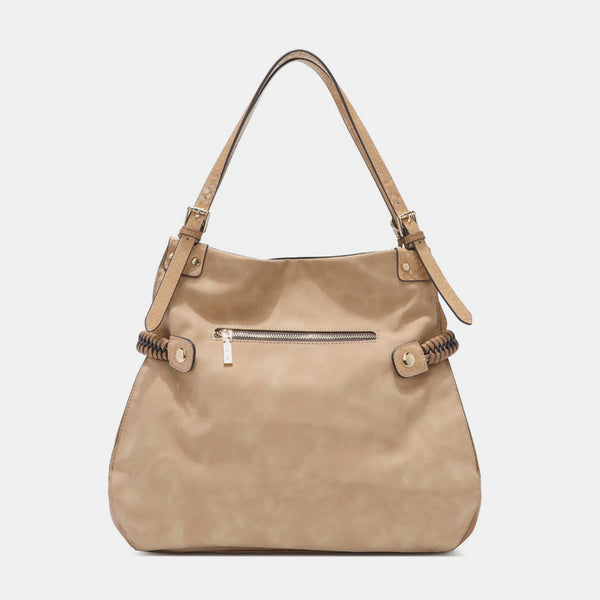 Nicole Lee USA Side Braided Tassel Inlaid Rhinestone Embroidery Hobo Bag-Teresa's Fashionista LLC