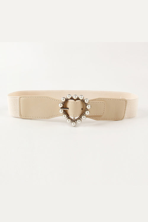 Pearl Heart Buckle Elastic Belt-Teresa's Fashionista LLC